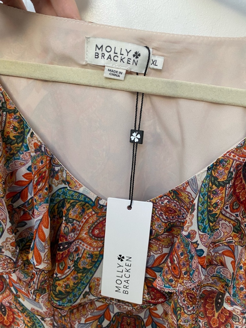 Molly Bracken Ruffled Colorful Chiffon mini dress size XL - Picture 6 of 9